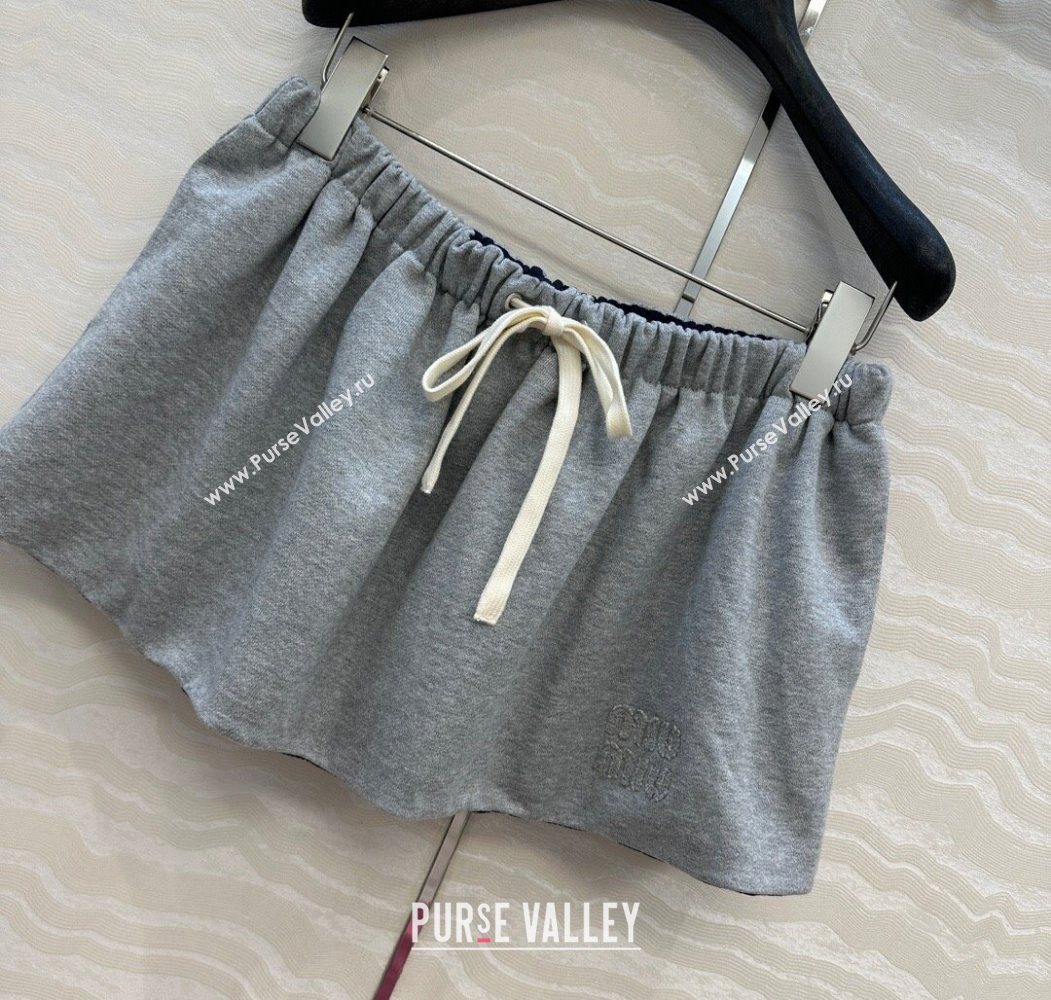 Miu Miu Reversible Shorts Grey/Navy Blue 2025 (QI-250620095)