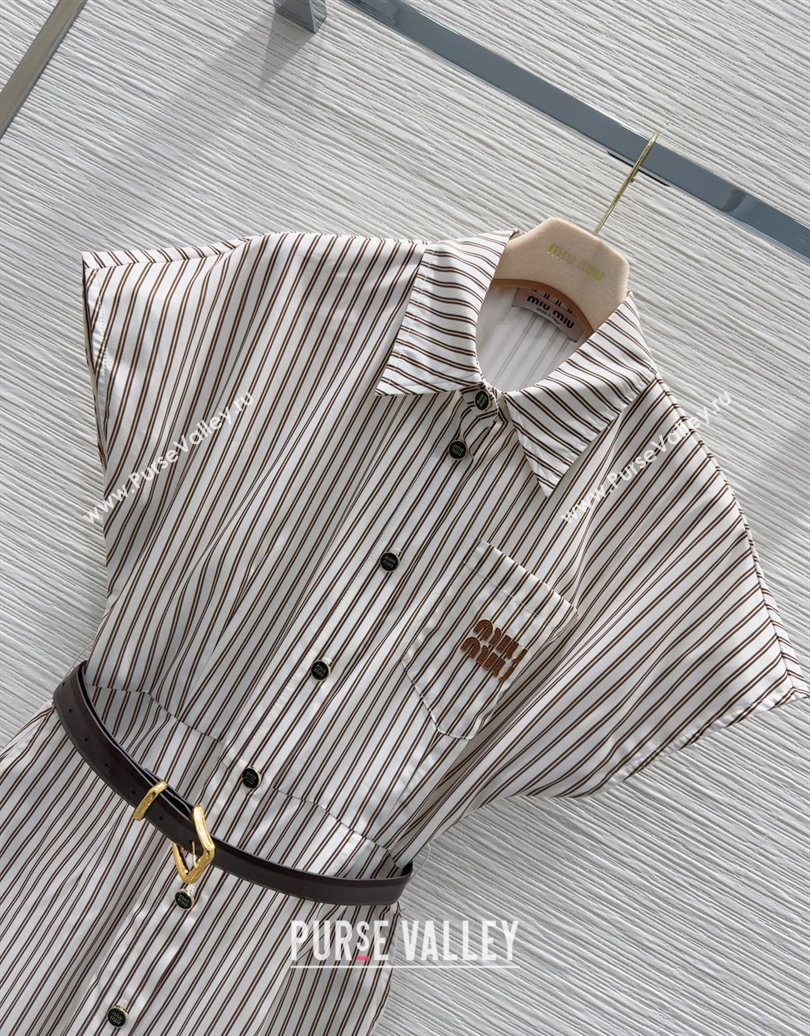 Miu Miu Striped Dress Beige/White 2025 0620 (QI-250620088)