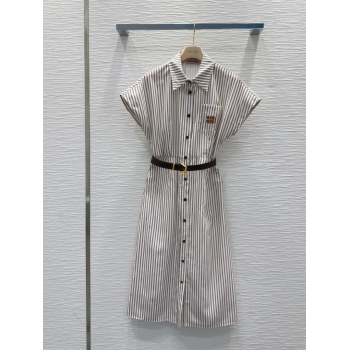 Miu Miu Striped Dress Beige/White 2025 0620 (QI-250620088)