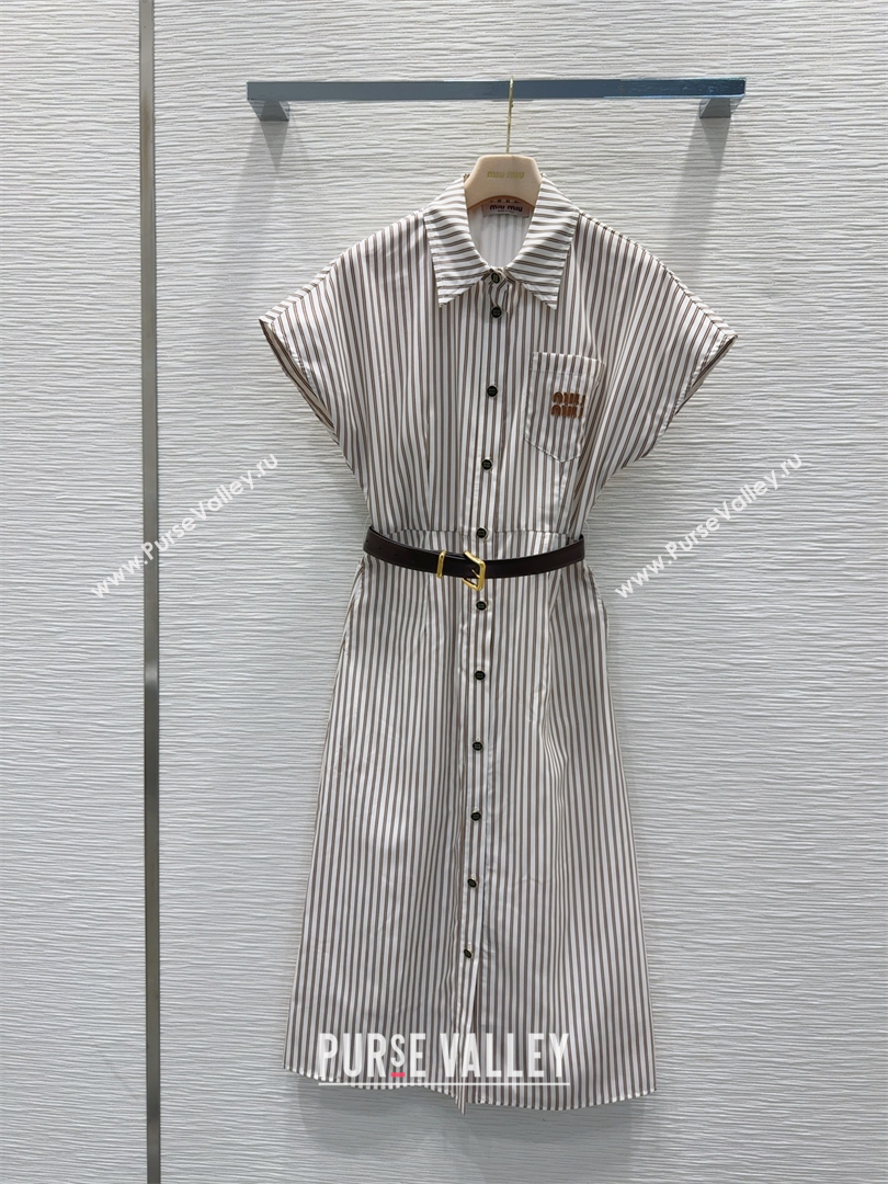 Miu Miu Striped Dress Beige/White 2025 0620 (QI-250620088)