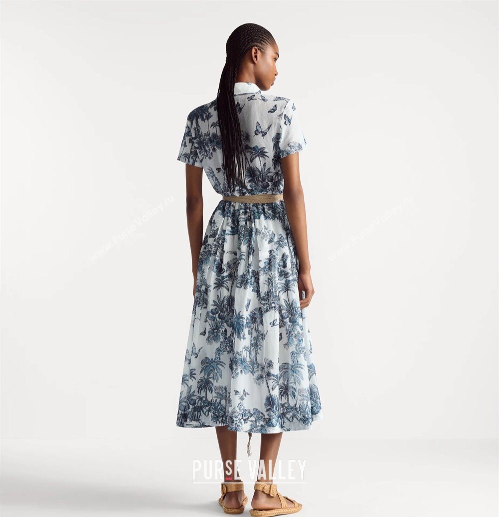 Dior Printed Long Dress White/Blue 2025 0704 (QI-250704028)
