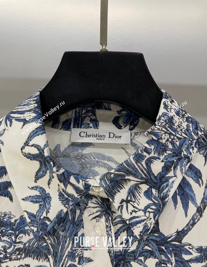 Dior Printed Long Dress White/Blue 2025 0704 (QI-250704028)