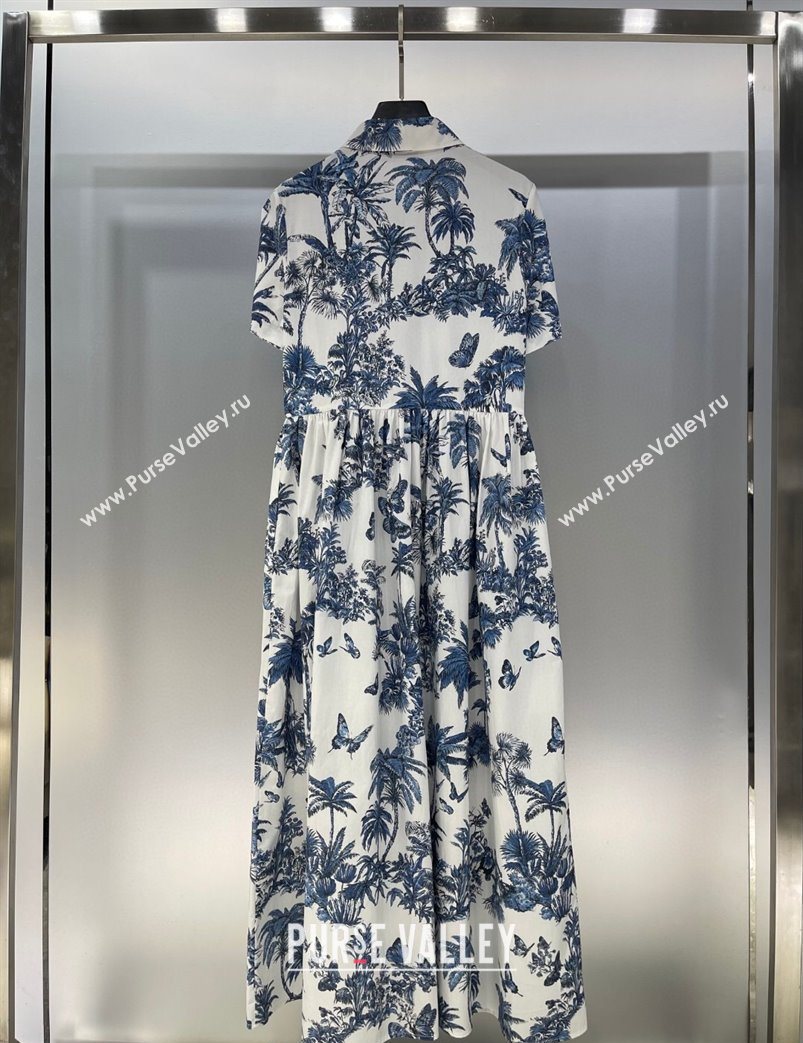 Dior Printed Long Dress White/Blue 2025 0704 (QI-250704028)