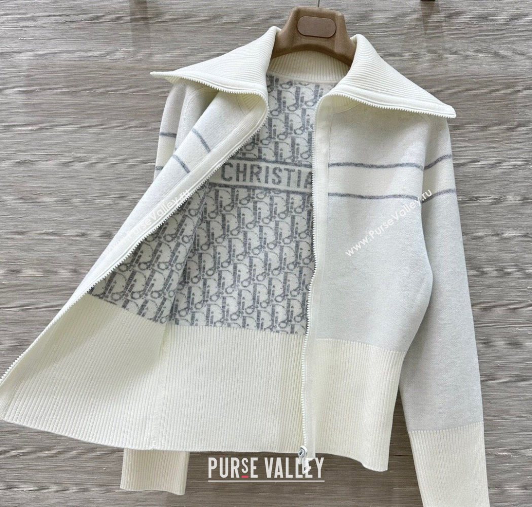 Dior Wool Knit Reversible Jacket White 2025 0704 (QI-250704024)