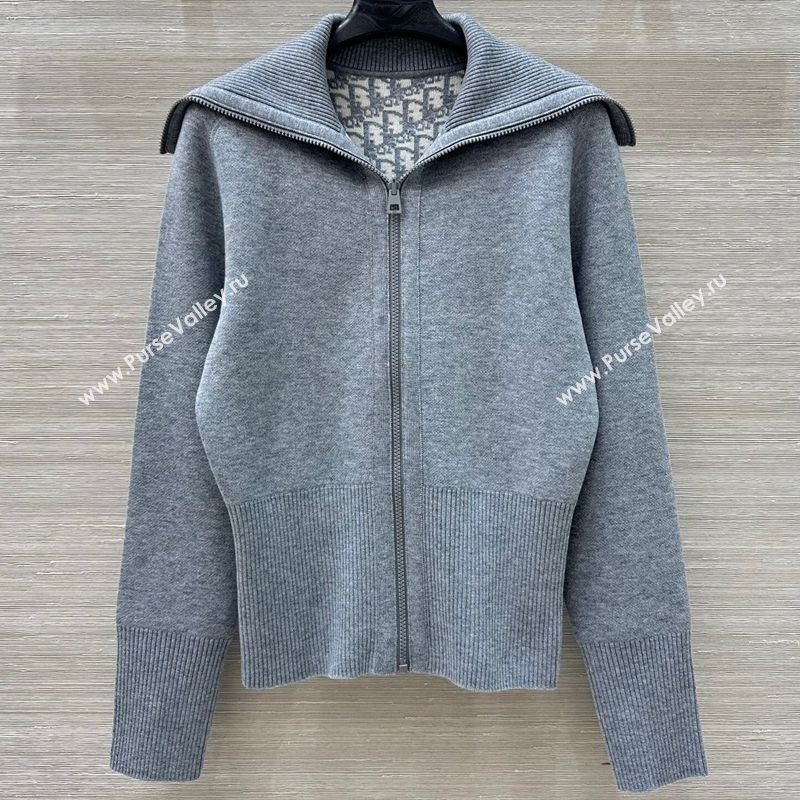 Dior Wool Knit Reversible Jacket Grey 2025 0704 (QI-250704025)