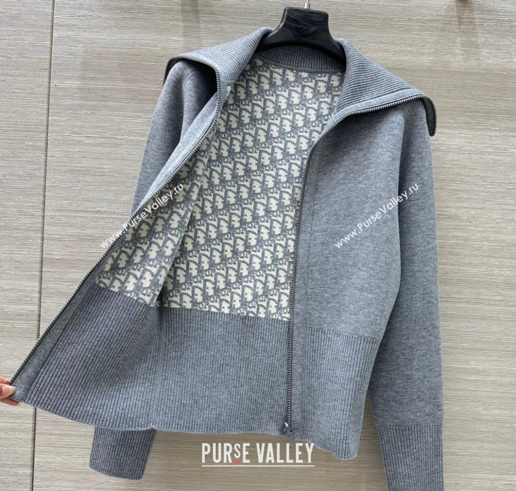 Dior Wool Knit Reversible Jacket Grey 2025 0704 (QI-250704025)