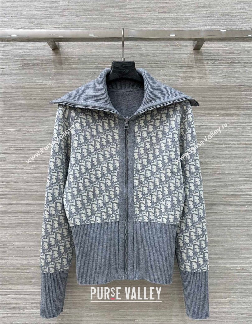 Dior Wool Knit Reversible Jacket Grey 2025 0704 (QI-250704025)