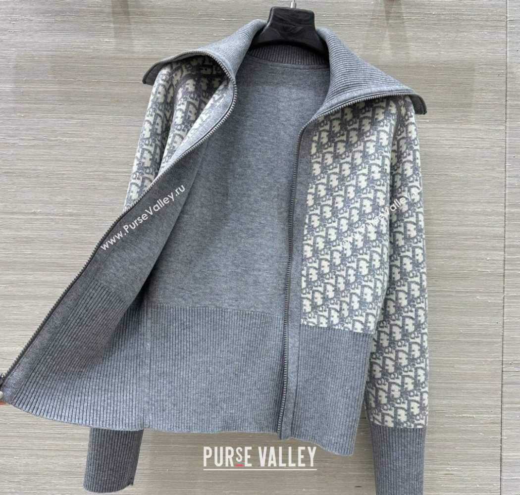 Dior Wool Knit Reversible Jacket Grey 2025 0704 (QI-250704025)