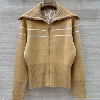 Dior Wool Knit Reversible Jacket Gold-Tone 2025 0704 (QI-250704026)
