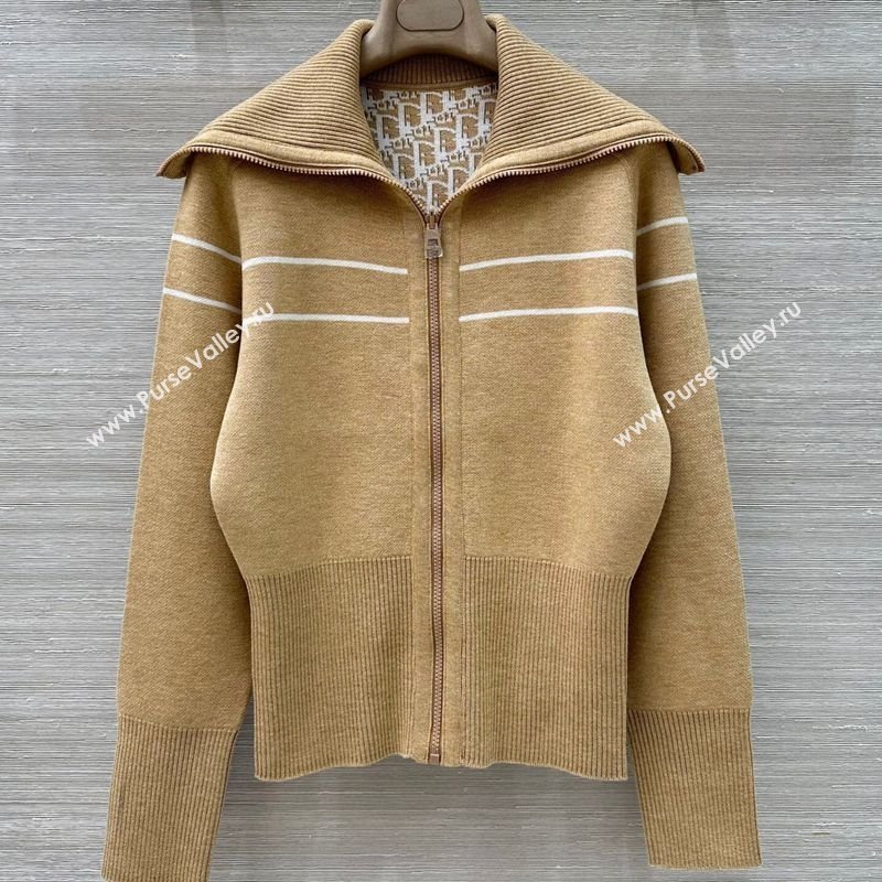 Dior Wool Knit Reversible Jacket Gold-Tone 2025 0704 (QI-250704026)