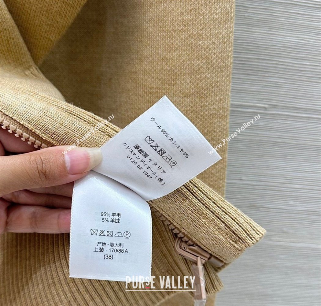 Dior Wool Knit Reversible Jacket Gold-Tone 2025 0704 (QI-250704026)