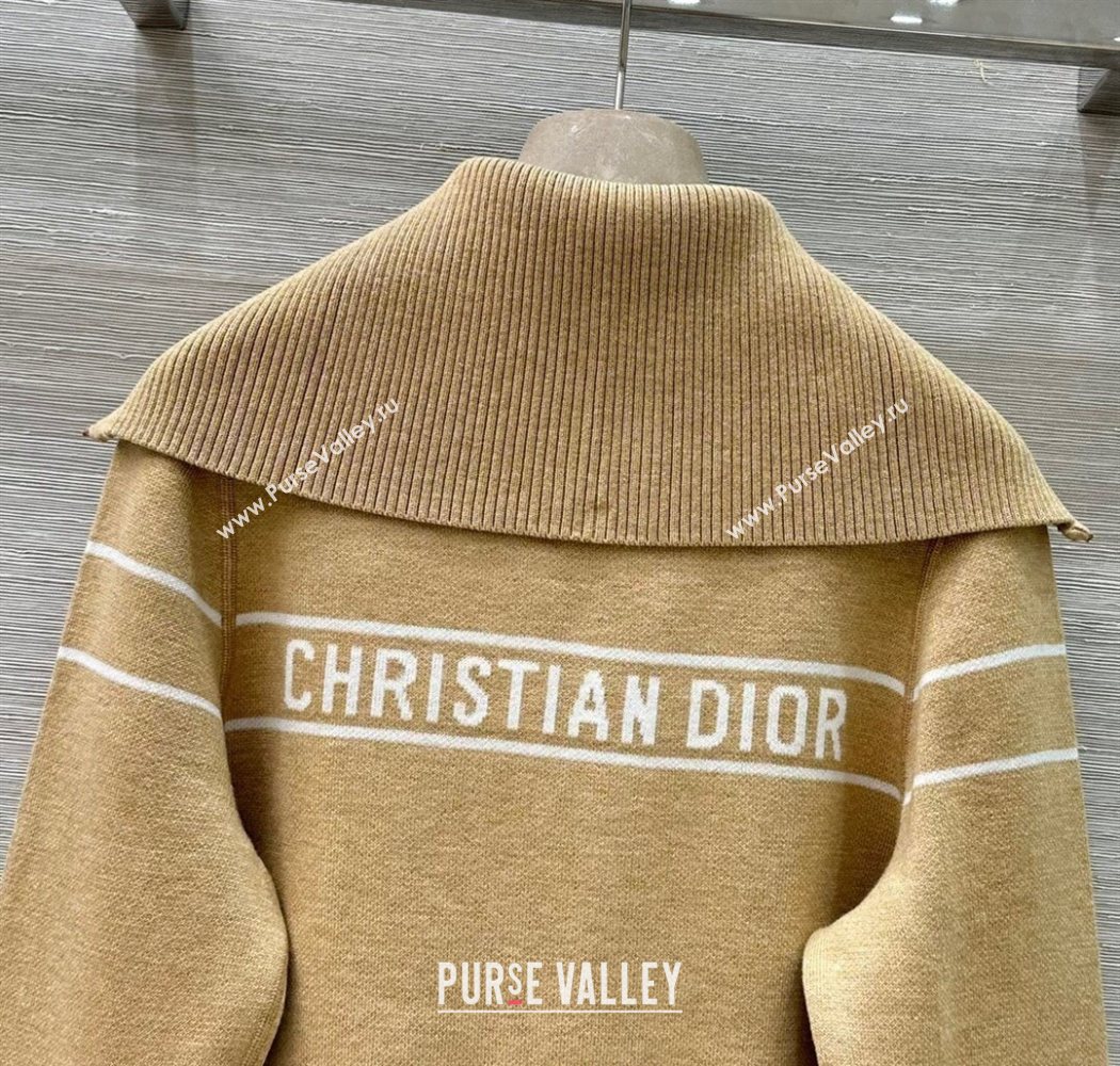 Dior Wool Knit Reversible Jacket Gold-Tone 2025 0704 (QI-250704026)