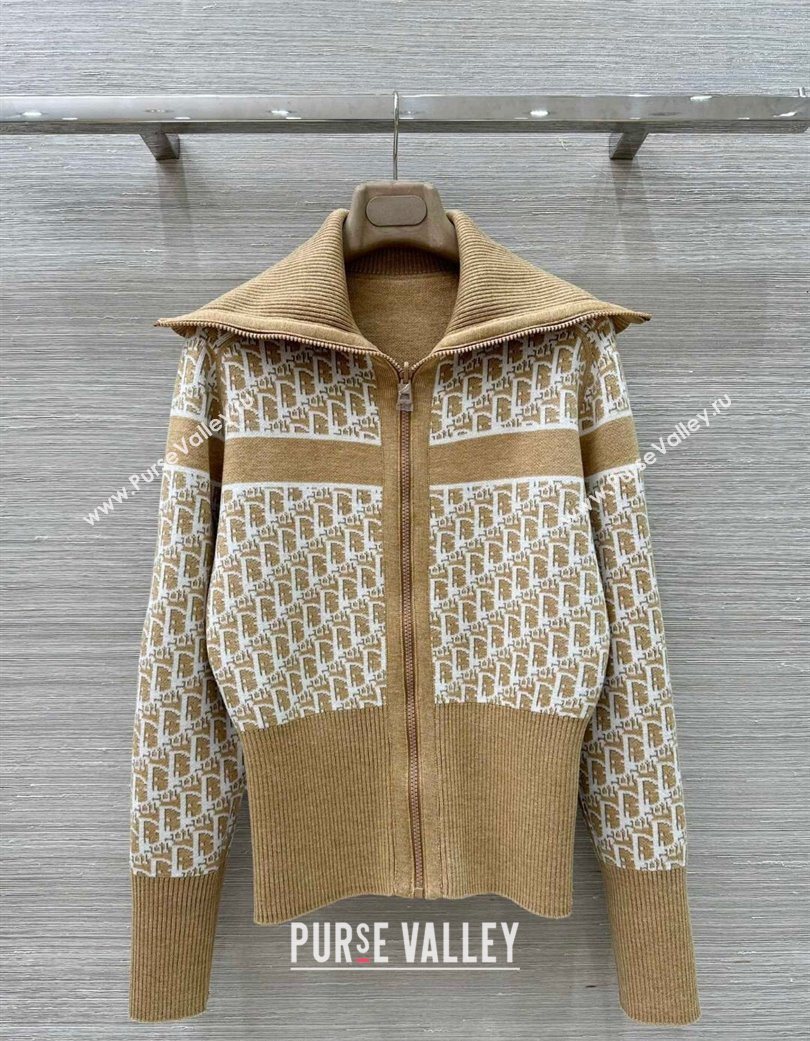 Dior Wool Knit Reversible Jacket Gold-Tone 2025 0704 (QI-250704026)