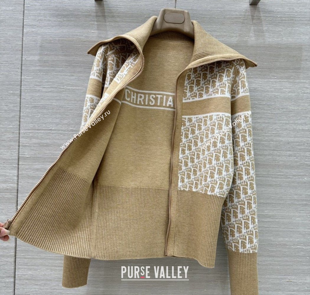 Dior Wool Knit Reversible Jacket Gold-Tone 2025 0704 (QI-250704026)