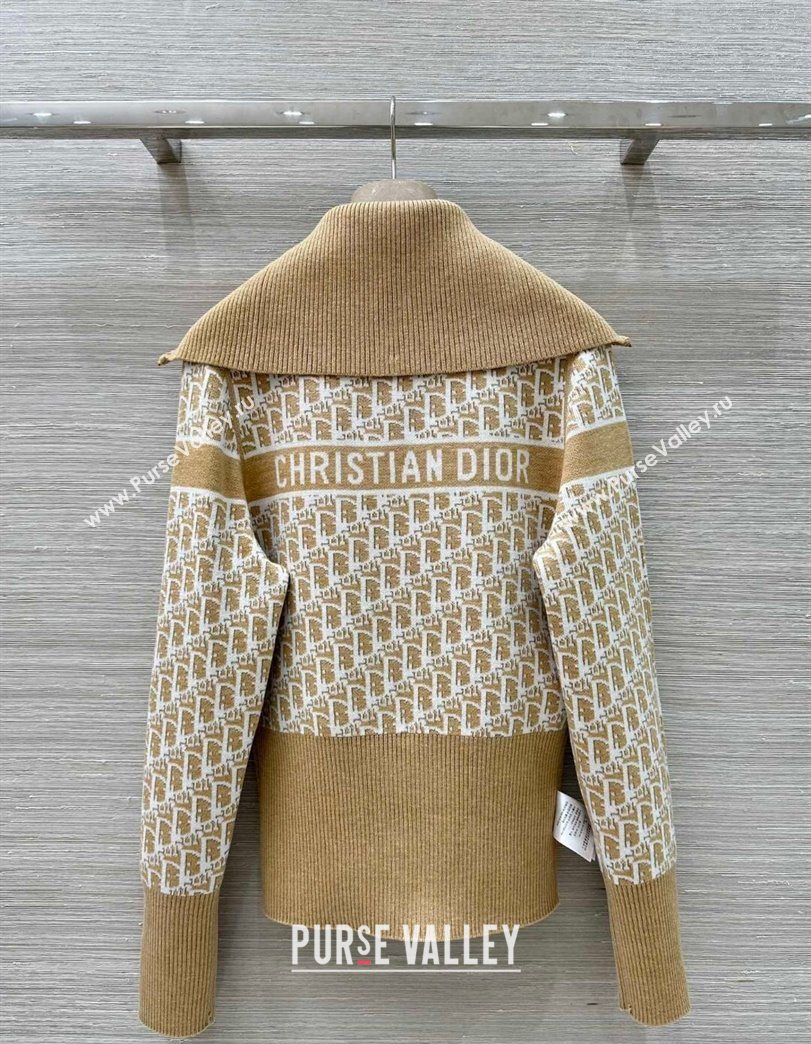 Dior Wool Knit Reversible Jacket Gold-Tone 2025 0704 (QI-250704026)