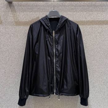 Prada Nylon and Cotton Reversible Jacket Black 2025 0728 (QI-250728025)