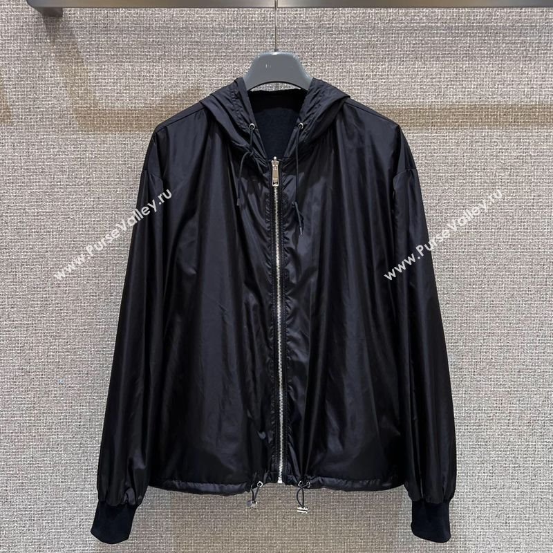 Prada Nylon and Cotton Reversible Jacket Black 2025 0728 (QI-250728025)