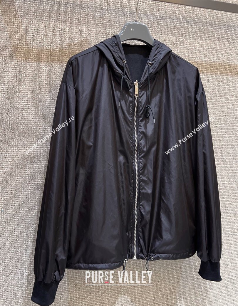 Prada Nylon and Cotton Reversible Jacket Black 2025 0728 (QI-250728025)