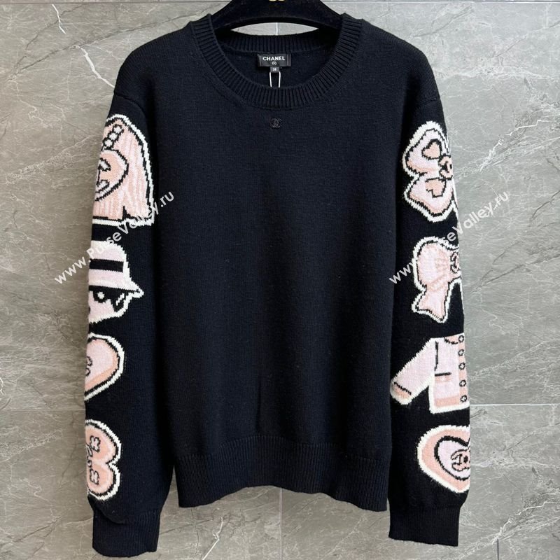 Chanel Cashmere Sweater Black/Pink 2025 0728 (QI-250728026)