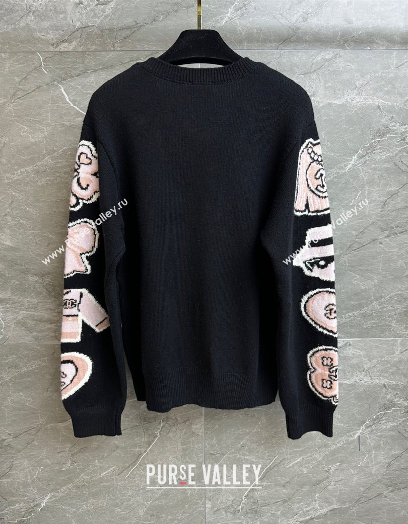 Chanel Cashmere Sweater Black/Pink 2025 0728 (QI-250728026)