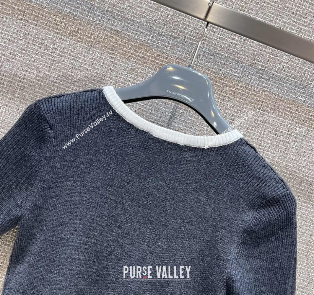 Prada Wool Knit Top Dark Grey 2025 0729 (QI-250729003)