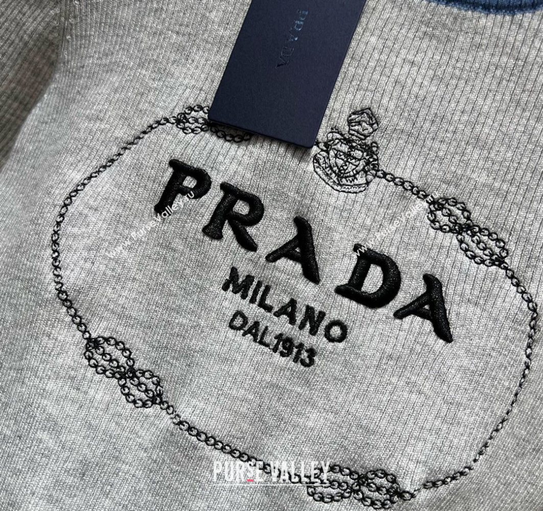 Prada Wool Knit Top Light Grey 2025 0729 (QI-250729004)