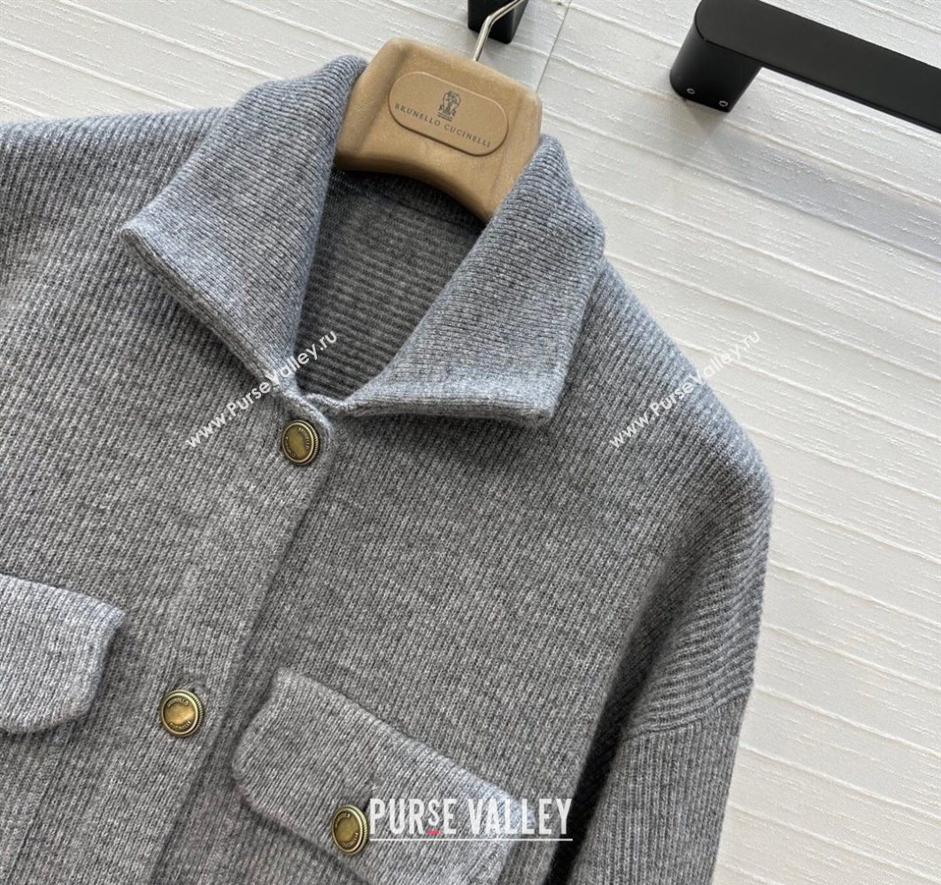 Brunello Cucinelli BC Cashmere Cardigan Grey 2025 0728 (QI-250728005)