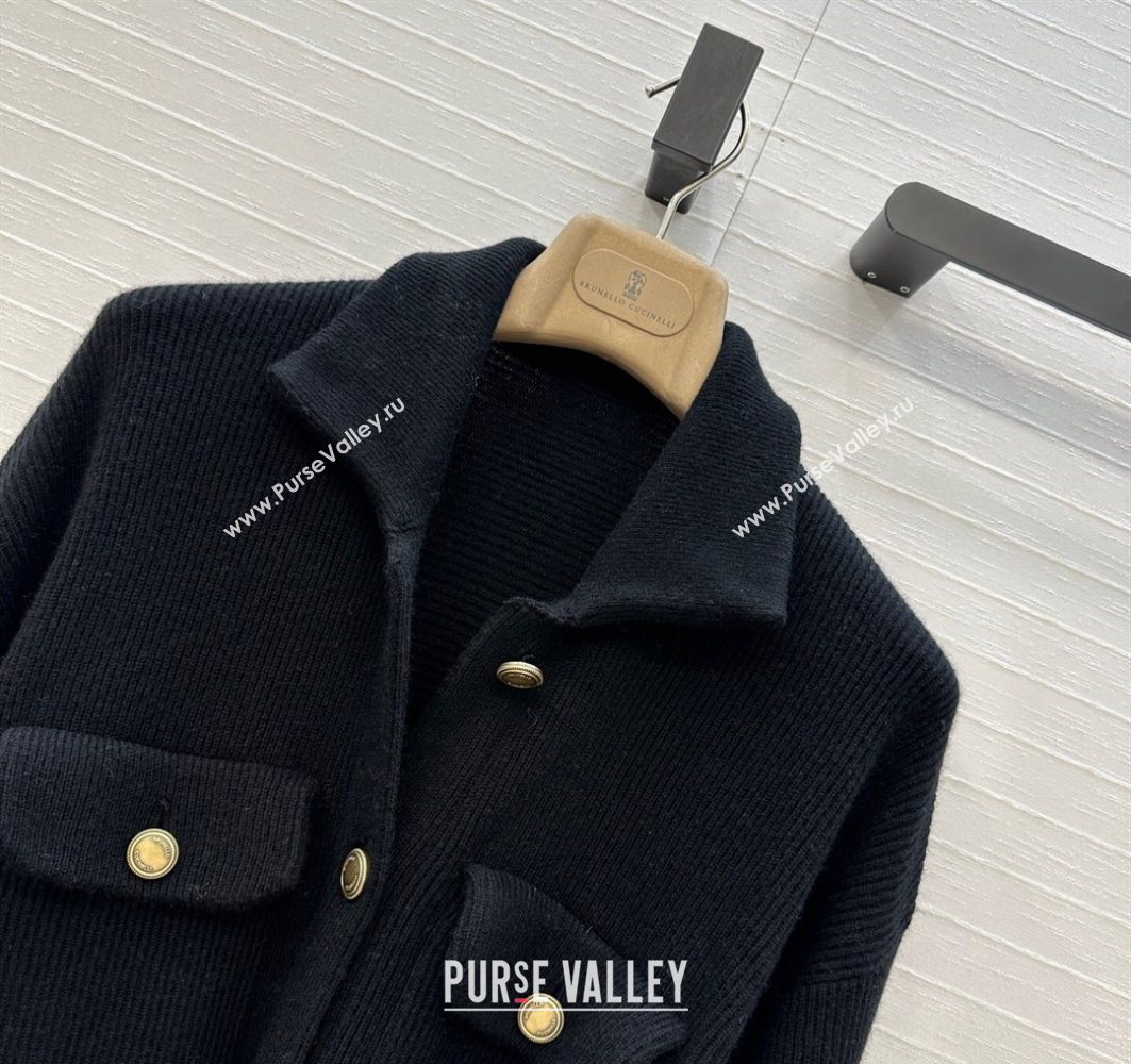 Brunello Cucinelli BC Cashmere Cardigan Black 2025 0728 (QI-250728006)