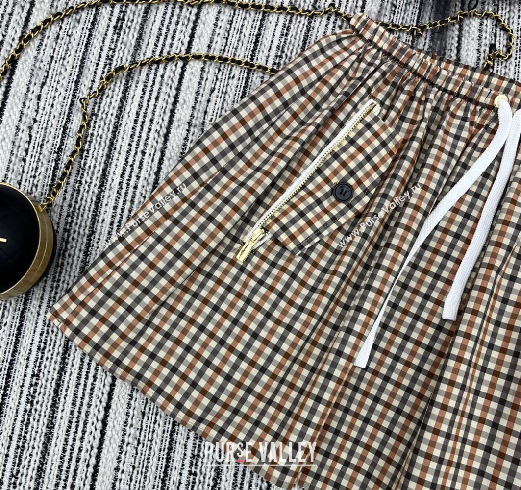 Miu Miu Plaid Shorts Beige/Multicolor 2025 0729 (QI-250729068)