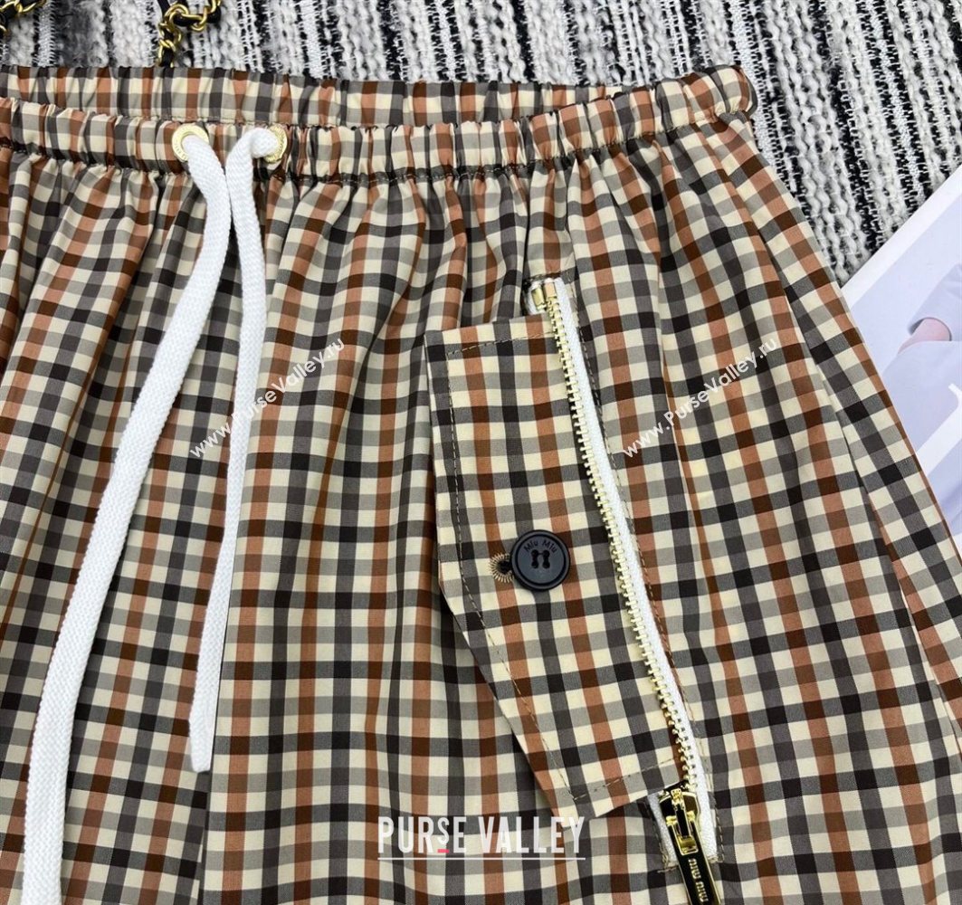 Miu Miu Plaid Shorts Beige/Multicolor 2025 0729 (QI-250729068)