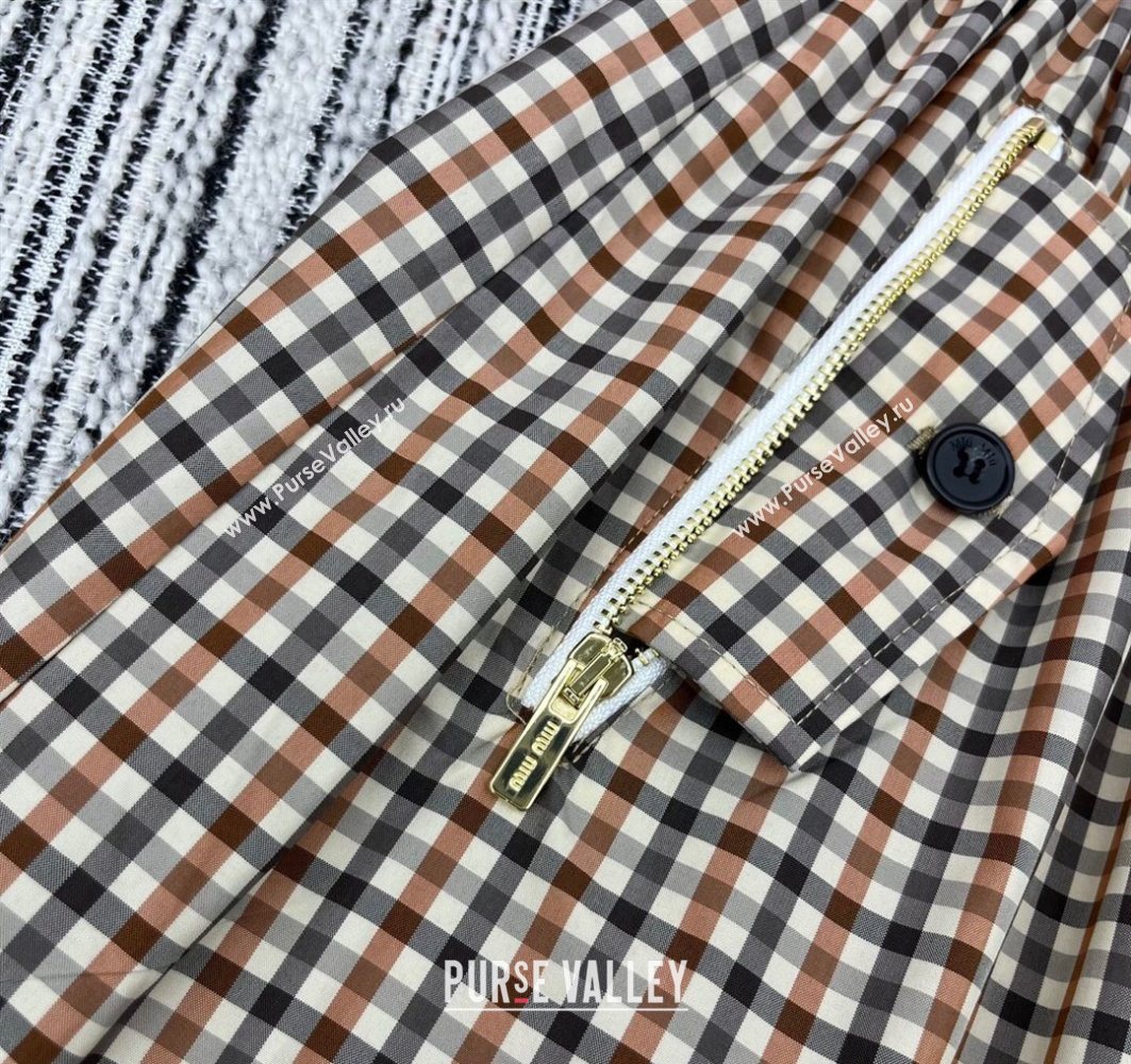 Miu Miu Plaid Shorts Beige/Multicolor 2025 0729 (QI-250729068)