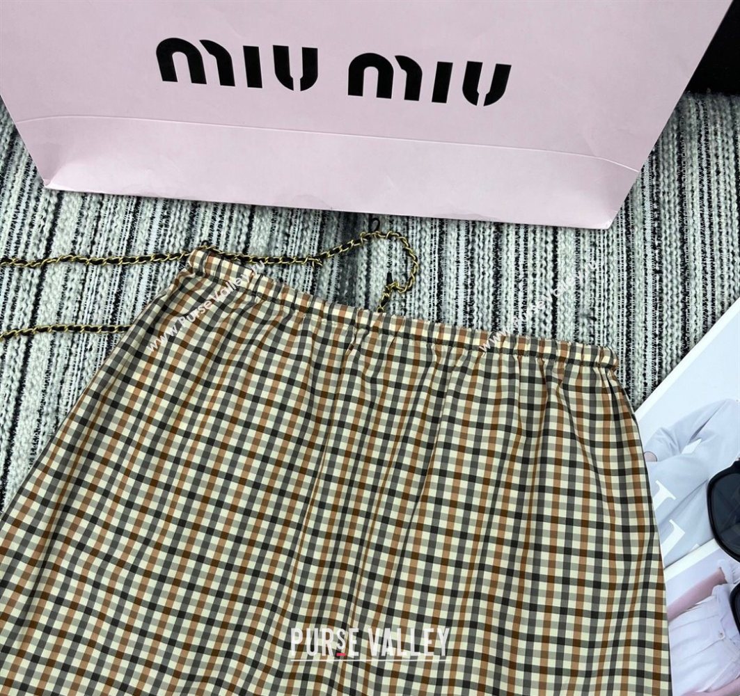 Miu Miu Plaid Shorts Beige/Multicolor 2025 0729 (QI-250729068)