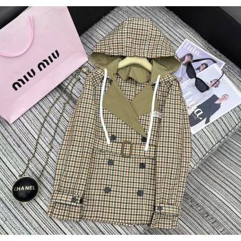 Miu Miu Plaid Coat Beige/Multicolor 2025 0729 (QI-250729067)