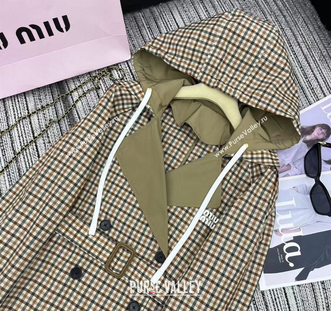 Miu Miu Plaid Coat Beige/Multicolor 2025 0729 (QI-250729067)