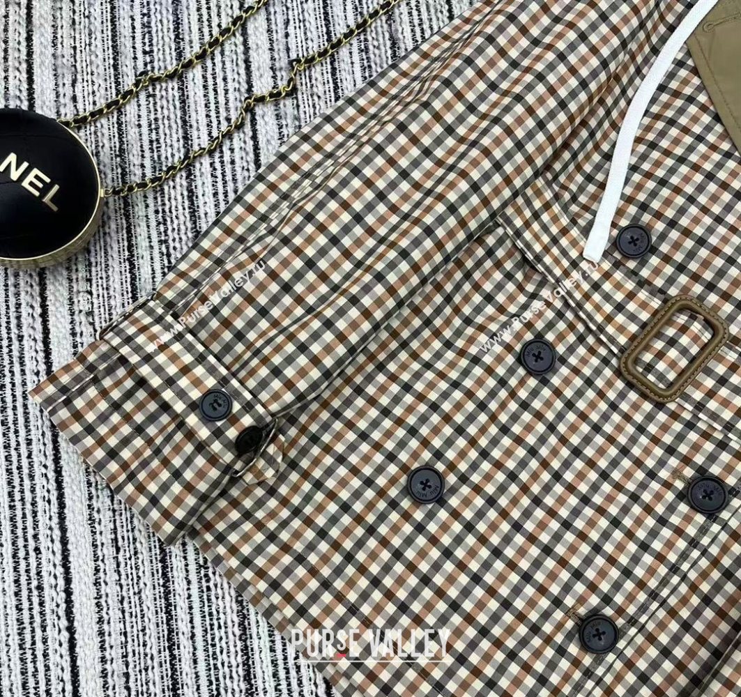 Miu Miu Plaid Coat Beige/Multicolor 2025 0729 (QI-250729067)