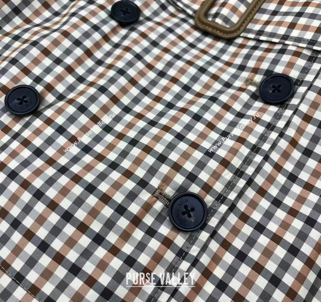 Miu Miu Plaid Coat Beige/Multicolor 2025 0729 (QI-250729067)
