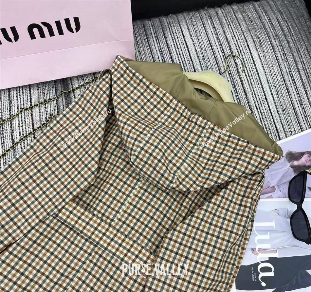 Miu Miu Plaid Coat Beige/Multicolor 2025 0729 (QI-250729067)
