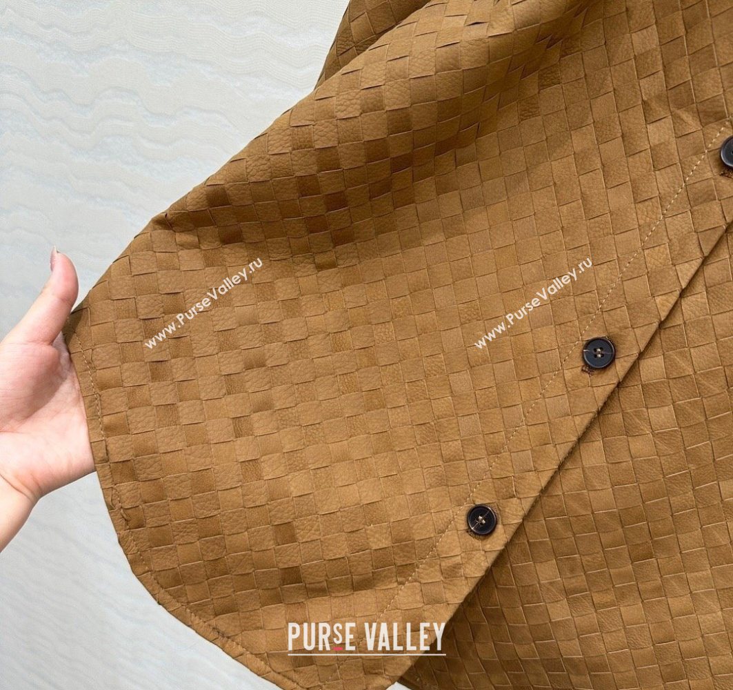 Bottega Veneta Intrecciato Nubuck Calfskin Oversized Jacket Brown 2025 0728 (QI-250728011)
