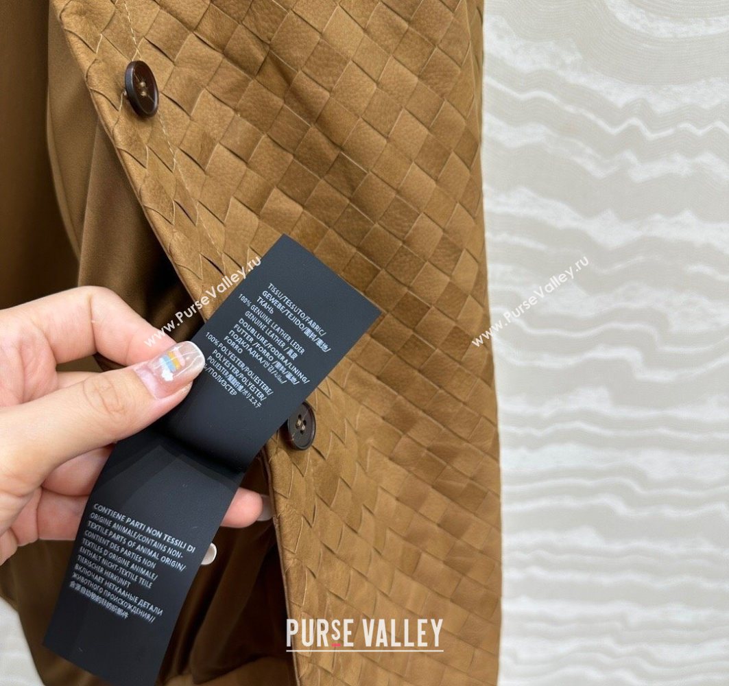 Bottega Veneta Intrecciato Nubuck Calfskin Oversized Jacket Brown 2025 0728 (QI-250728011)