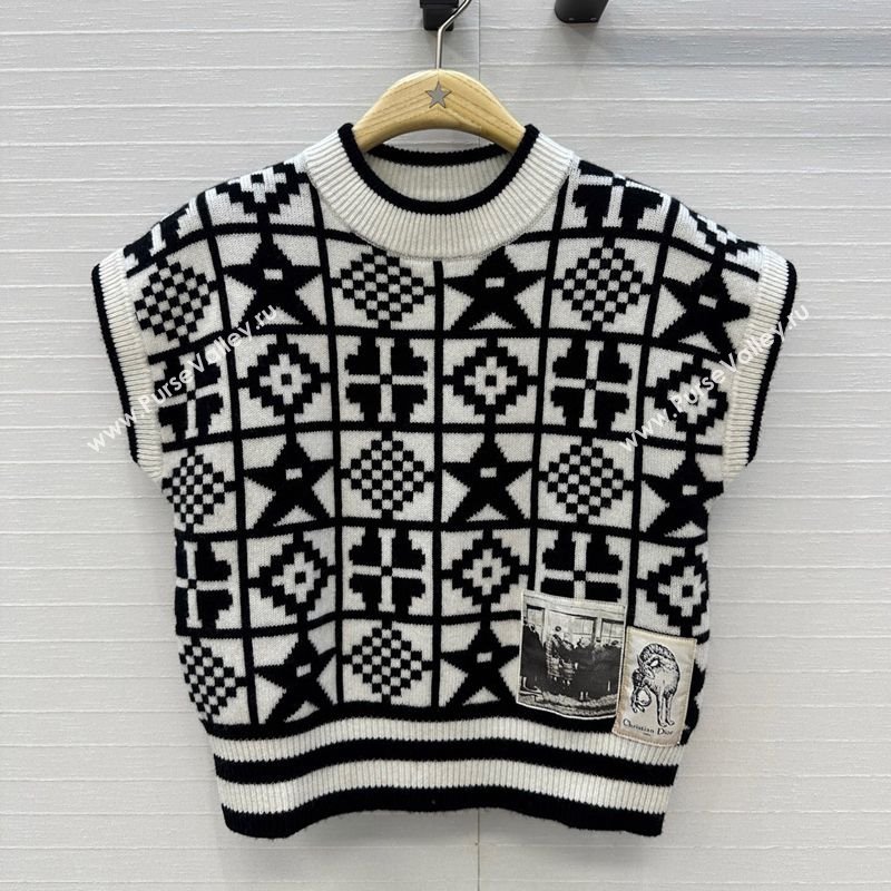 Dior Cashmere Vest Black/White 2025 0729 (QI-250729033)