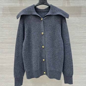 Bottega Veneta Cashmere Cardigan Dark Grey 2025 0728 (QI-250728016)