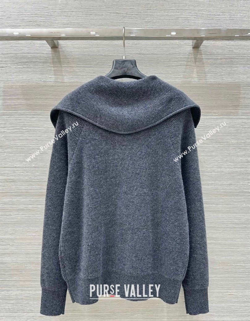 Bottega Veneta Cashmere Cardigan Dark Grey 2025 0728 (QI-250728016)