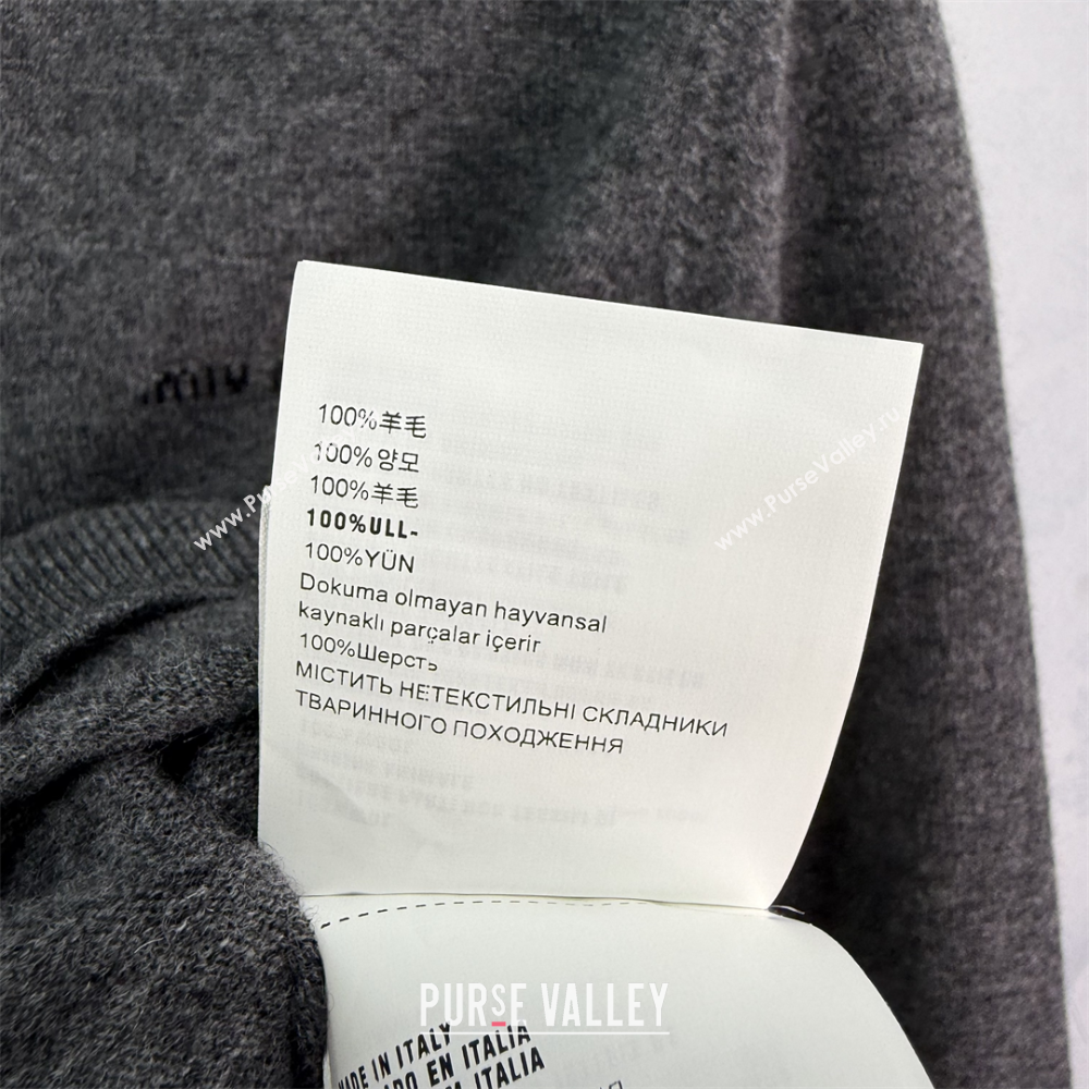Miu Miu Wool Zip Polo Sweatshirt Grey 2025 0814 (QI-250814006)