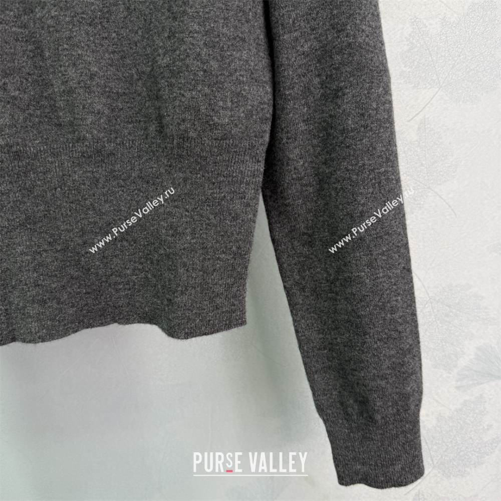 Miu Miu Wool Zip Polo Sweatshirt Grey 2025 0814 (QI-250814006)