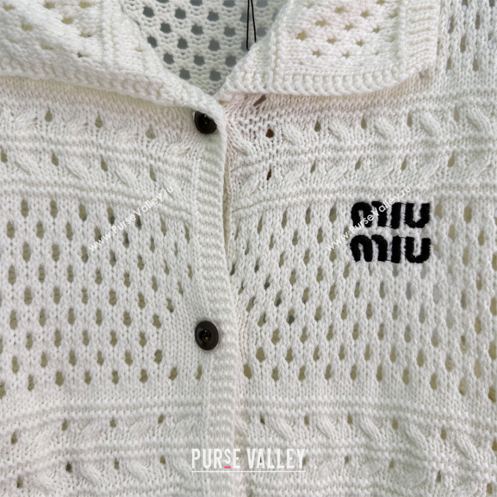 Miu Miu Crochet Cardigan White 2025 0814 (QI-250814008)