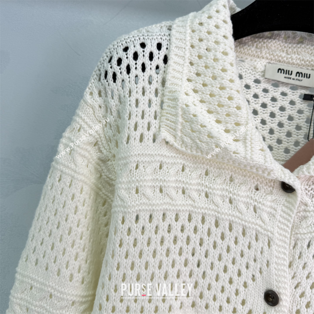 Miu Miu Crochet Cardigan White 2025 0814 (QI-250814008)