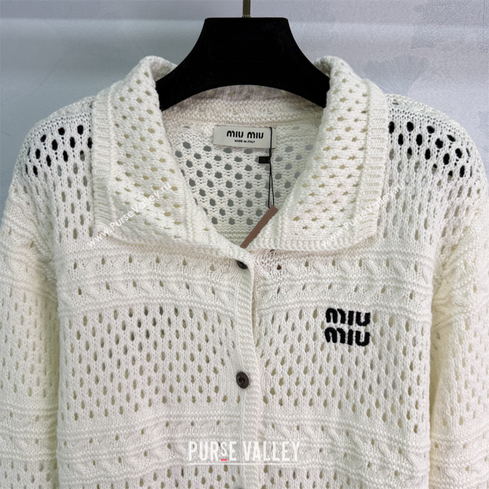Miu Miu Crochet Cardigan White 2025 0814 (QI-250814008)