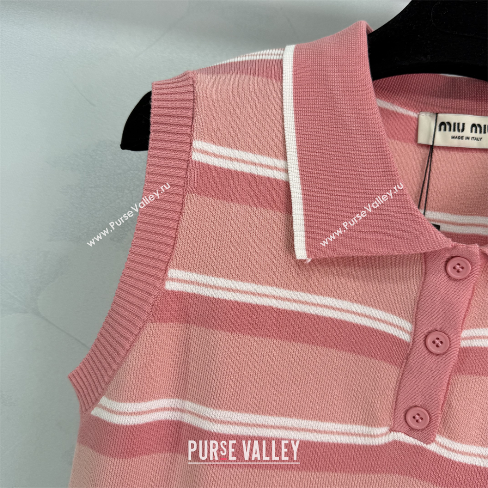 Miu Miu Striped Knit Vest Pink 2025 0814 (QI-250814010)