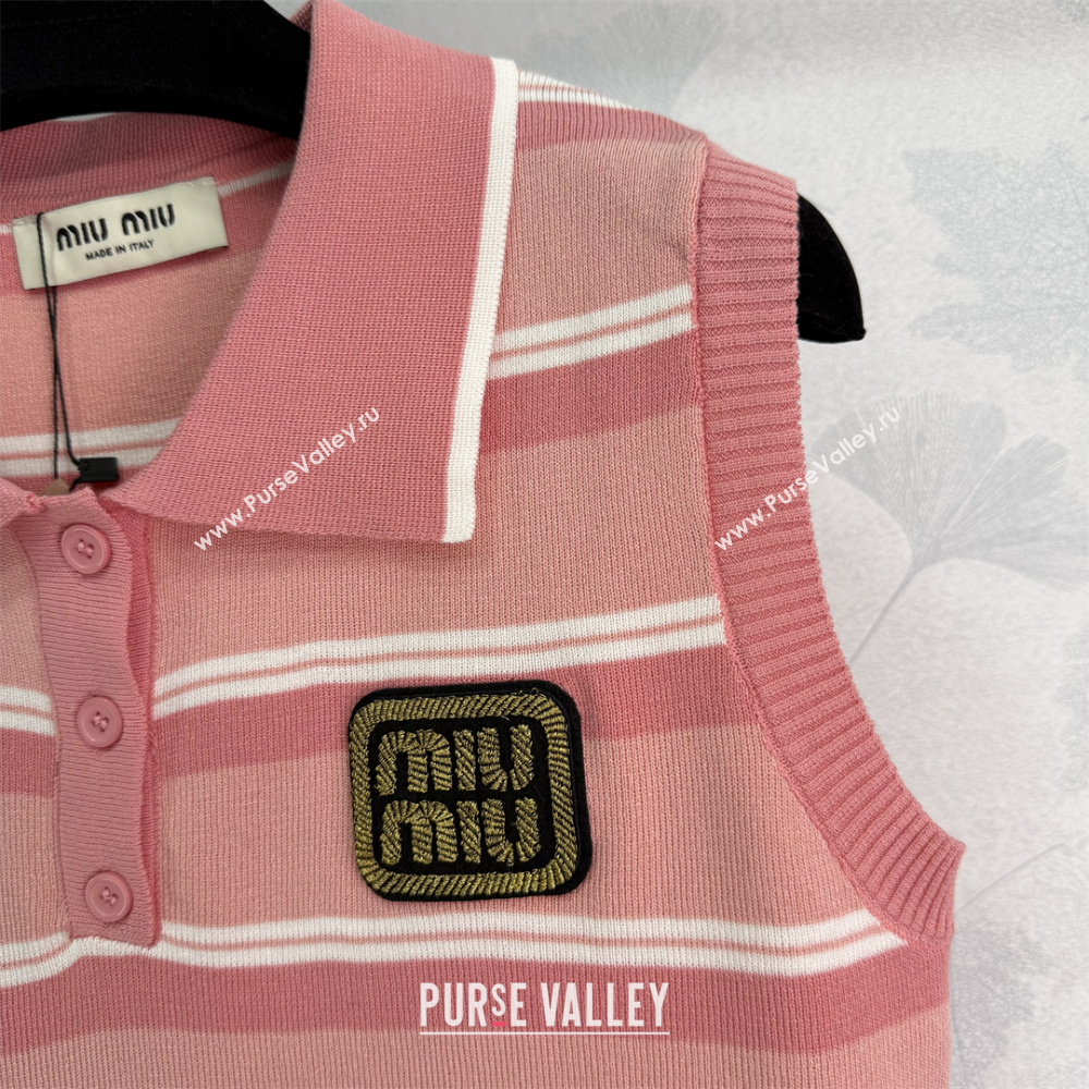 Miu Miu Striped Knit Vest Pink 2025 0814 (QI-250814010)