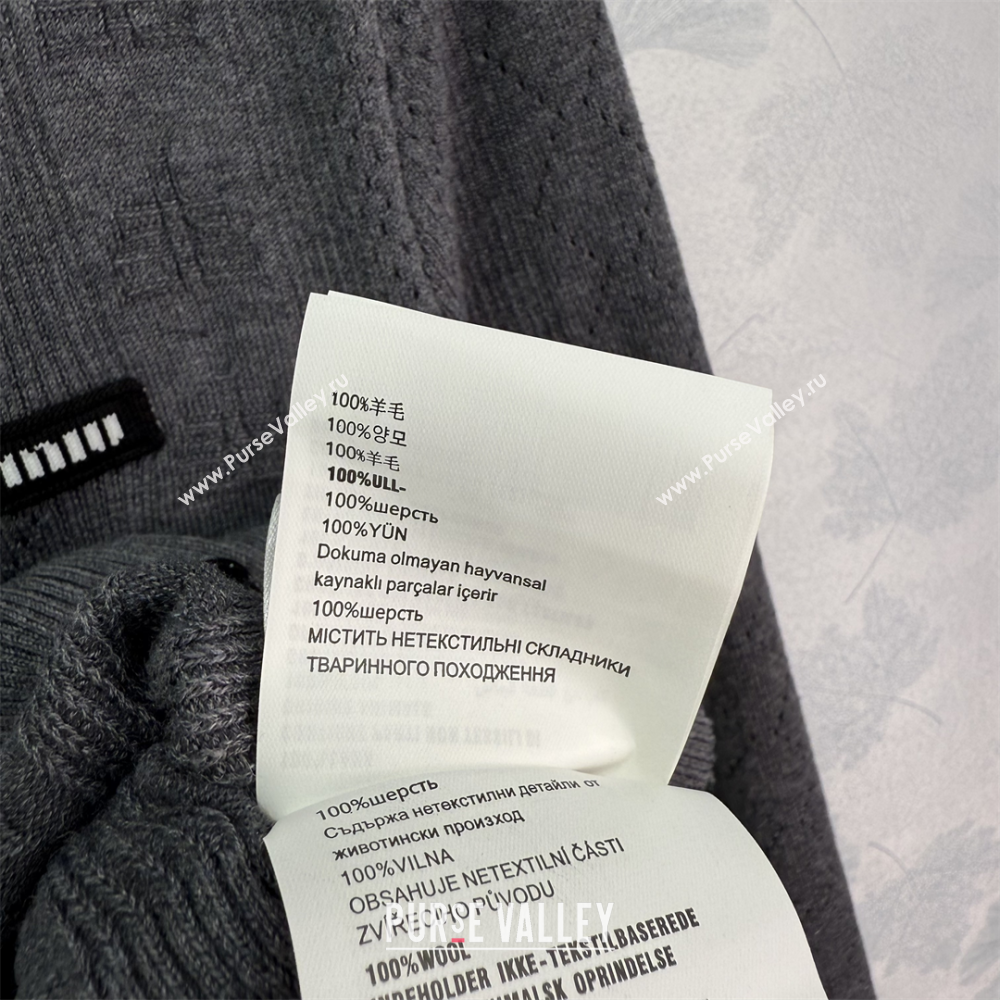 Miu Miu Wool Knit Cardigan with Bloom Grey 2025 0814 (QI-250814004)